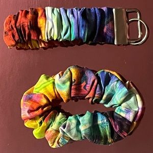 Handmade scrunchie and keychain wristlet.